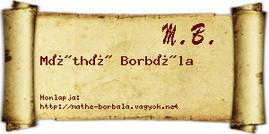 Máthé Borbála névjegykártya
